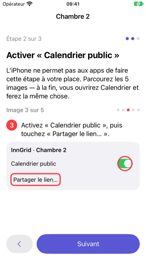 Assistant, étape 2 : image 3 sur 5 montrant l’app Calendrier