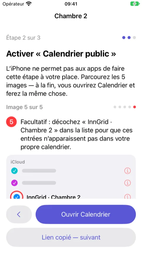 Assistant, étape 2 : image 5 sur 5 montrant l’app Calendrier